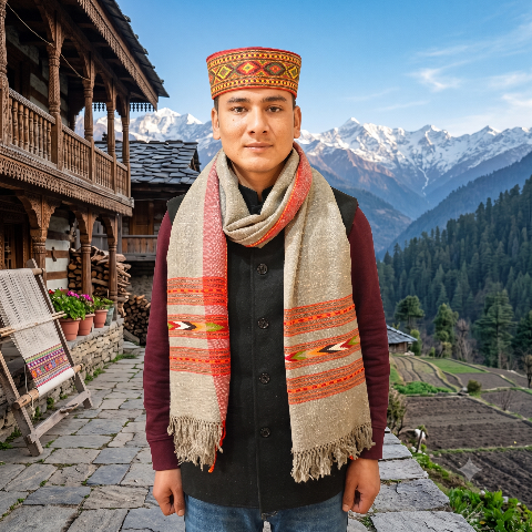 Himachali Grey Woolen Unsiex Stole