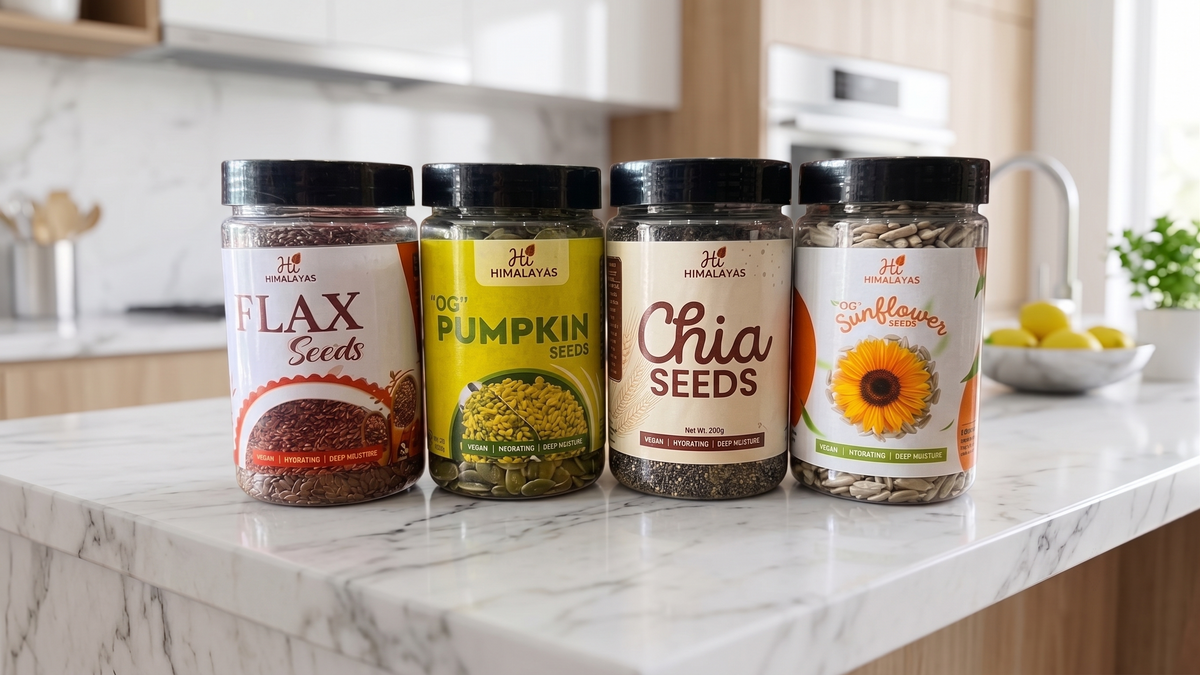 Premium Superseeds Combo - Flax, Pumpkin, Chia & Sunflower Seeds (Pack of 4)