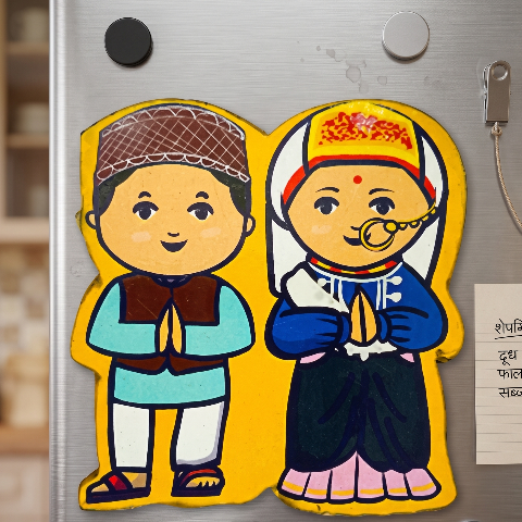 Pahadi Fridge Magnet - Pahadi Couple
