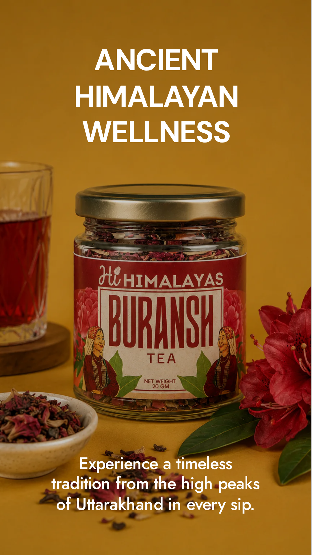 Himalayas Buransh Tea | Premium Rhododendron Herbal Tea | 20g