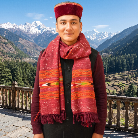Himachali Maroon Woolen Unisex Stole