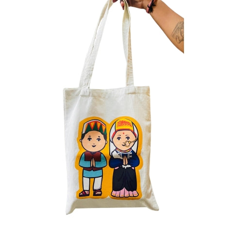 Pahadi Couple Cotton Tote Bag