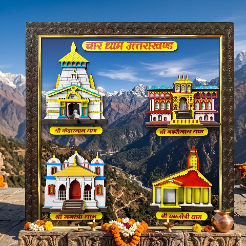 Wooden Char Dham Frame