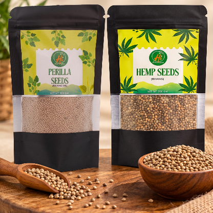 Natural Seeds Combo: Perilla Seeds (Bhangjir, 100g) & Hemp Seeds (Bhang, 100g) - Pack of 2