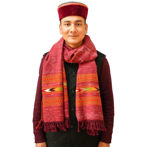 Himachali Maroon Woolen Unisex Stole